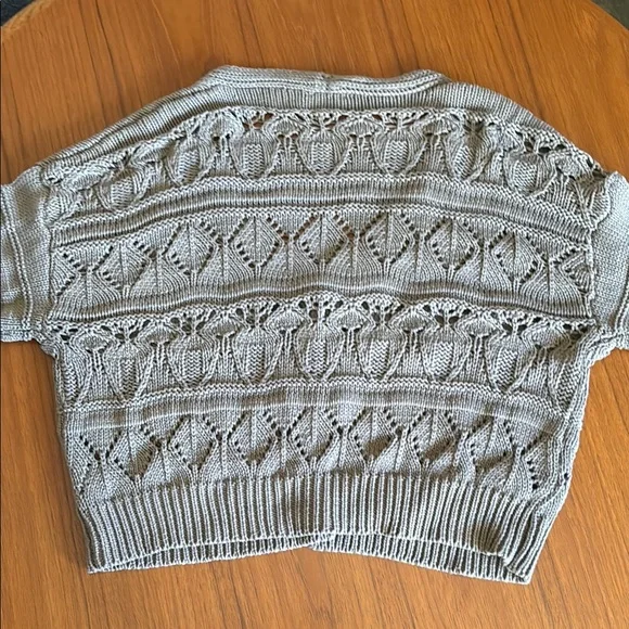 Brown Ribbed Cardigan with Geometric Design - Picture 6 of 6